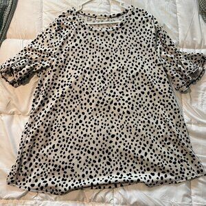 3/4 Sleeve Polka Dot Top 2X